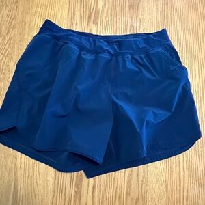 Lands' End Built In Brief Shorts Swim Women 20 Royal Blue Stretch Thigh Cover Up